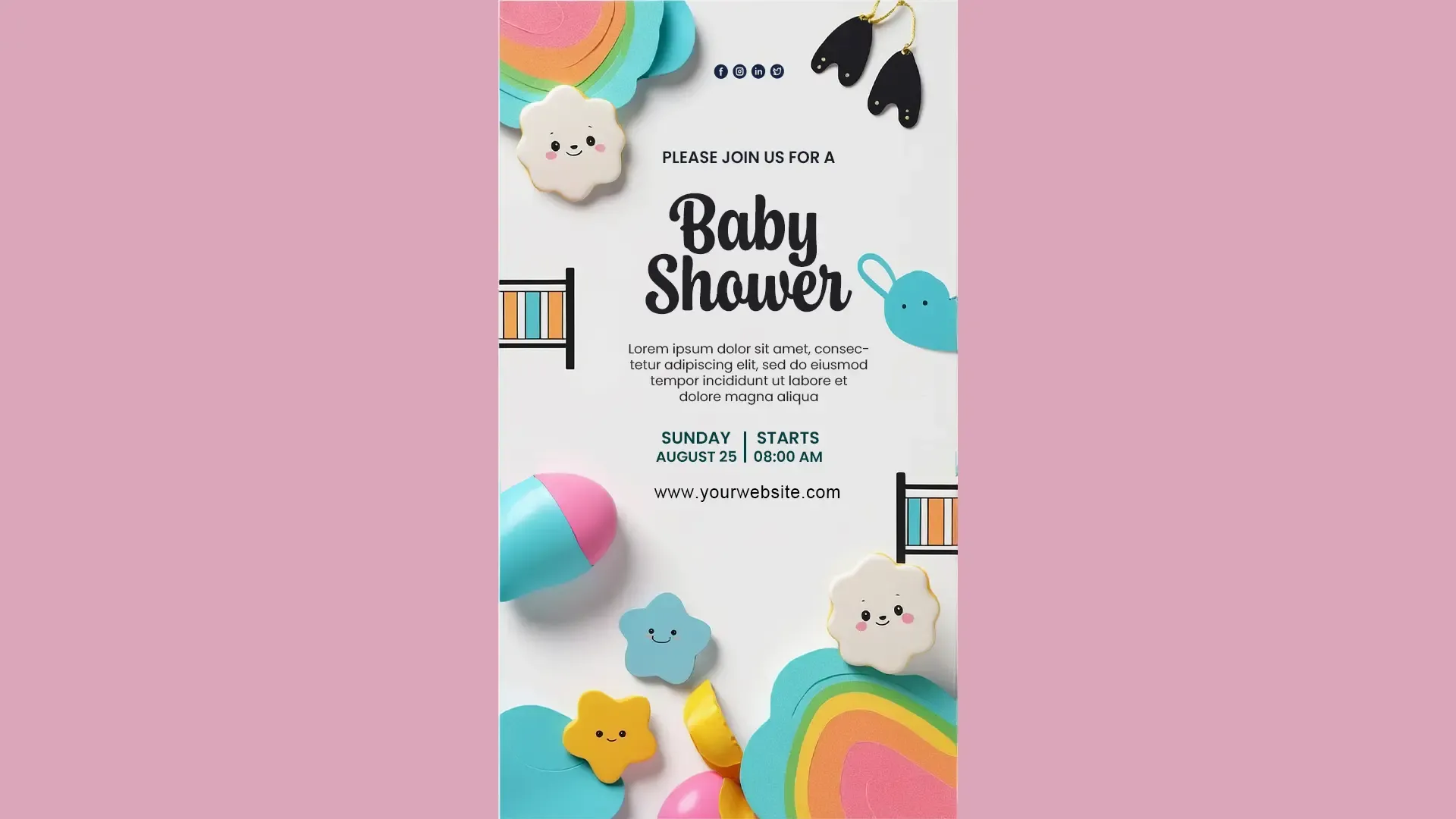 Baby Shower Instagram Story Invitation with Pastel Toy Decor Theme